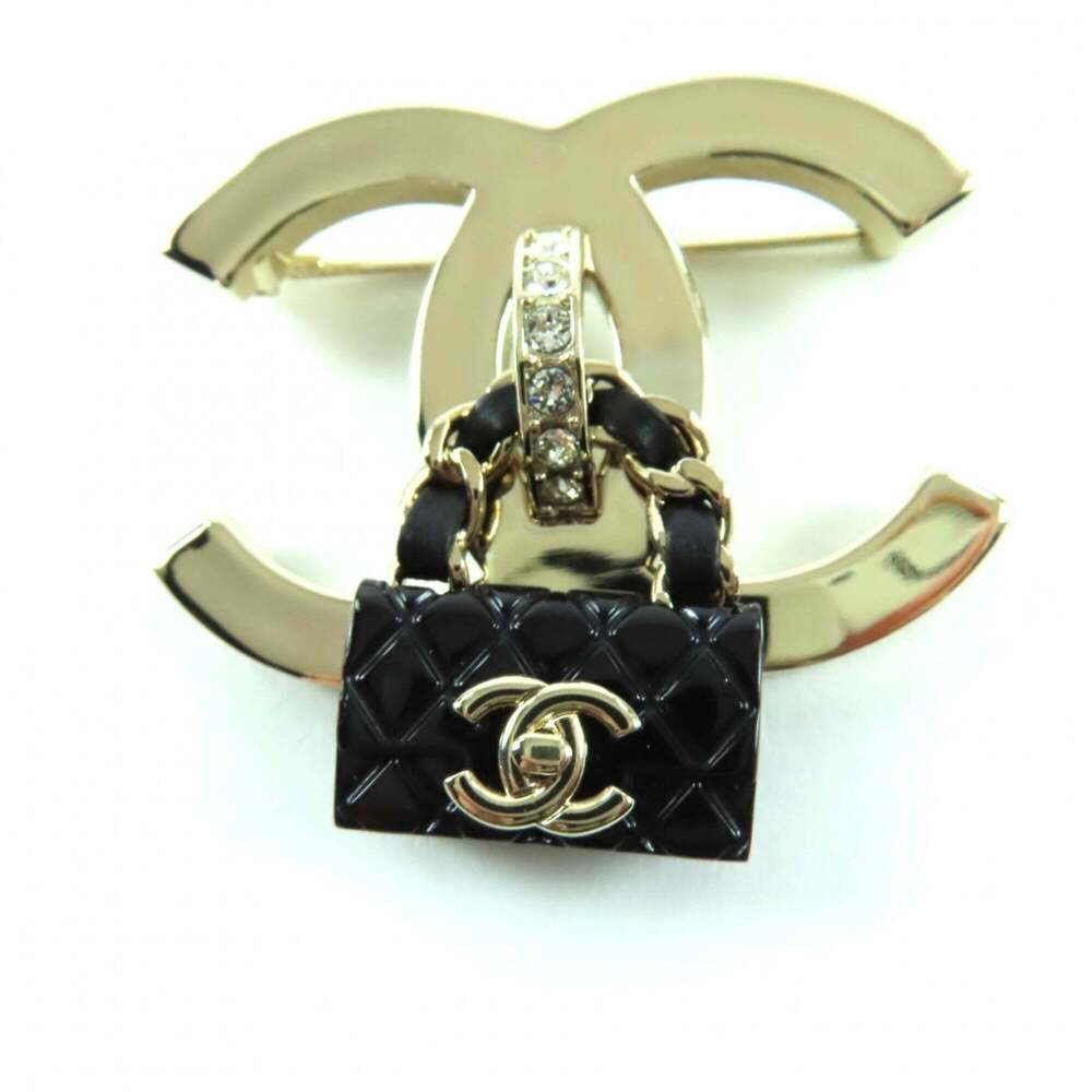 CHANEL Authentic Black Logo Brooch - Picture 6 of 8